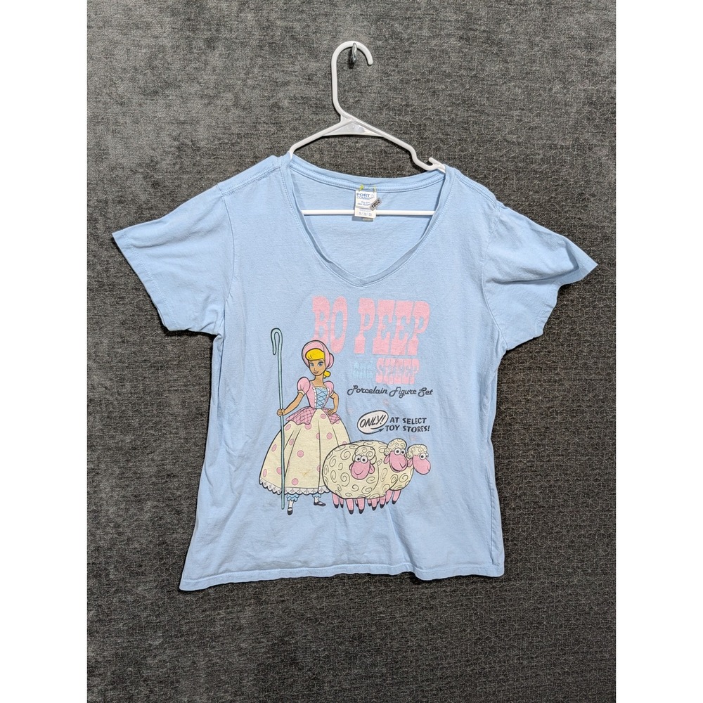 Port & Company Bo Peep and Her Sheep Graphic V-Neck T-Shirt Blue XL